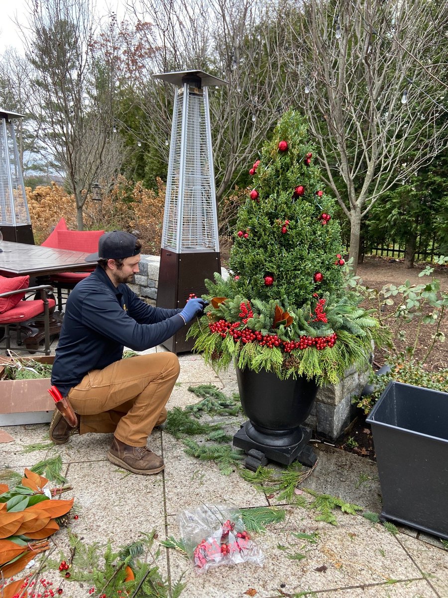 The halls are being decked!  We are well into the install of holiday displays!  Check out these beautiful creations from Jillian, Nicole, Leti, Ingrid, and Chris! #holidaydecor #landscaping