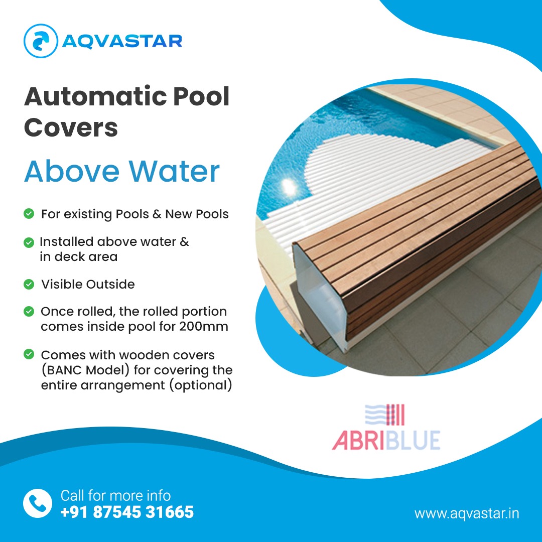 aqvastar's tweet image. Abriblue - Automatic Pool Covers - Above Water
*For Existing and New pools &amp;amp; Visible Outside
*Installed in Deck area and above water
*The rolled portion come inside the pool for 200mm &amp;amp; Comes with wooden covers(BANC model)
#aqvastar #automaticpoolcovers #water #swimmingpool