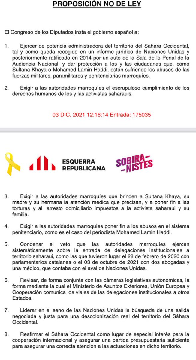 wanibik_diana's tweet photo. Presentada hoy la proposición no de ley por @ERCCatCentral,
Hay está @gabrielrufian  y @_Maria_Dantas_ haciendo fuerza y al lado de la noble lucha del pueblo #Saharaui.
Este es el camino✌️🇪🇭 https://t.co/mDjfJro8cY