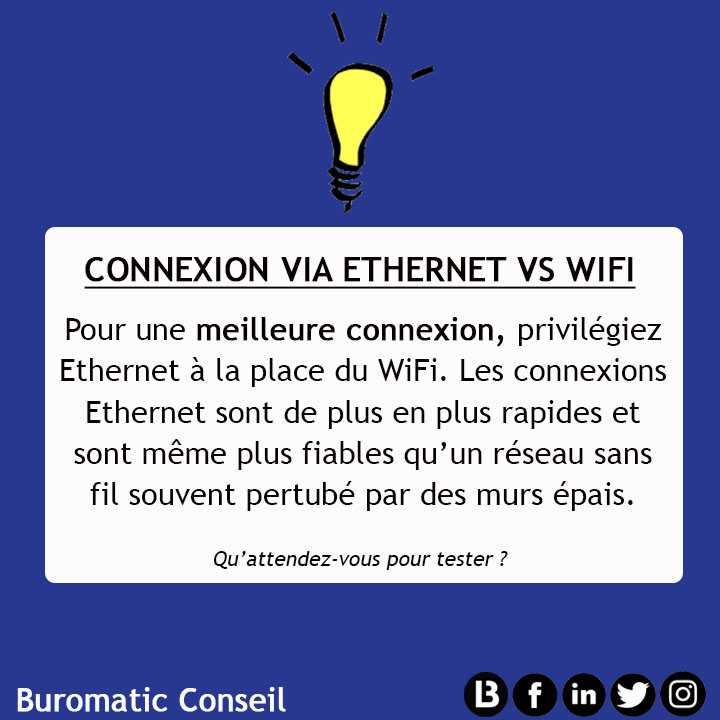 BuromaticC's tweet photo. BUROMATIC_Bureautique &amp; Informatique
 
Nous vous conseillons d'utiliser l'ethernet qui est à la fois plus rapide et plus sûr. 

Contactez-nous à info@buromatic-conseil.com pour plus de conseils gratuits. 

BUROMATIC Conseil 
#études 
#conseils 
#formation https://t.co/K5F8on9VmR