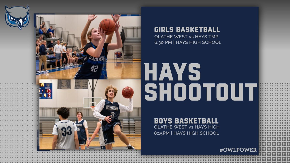 GOOD LUCK to the boys and girls of OW Basketball as they play tonight in the semifinals of the Hays City Shootout! <a href="/OW_Owls_Hoops/">West Owls Basketball</a> <a href="/ow_owls/">OW Owls GBB</a>