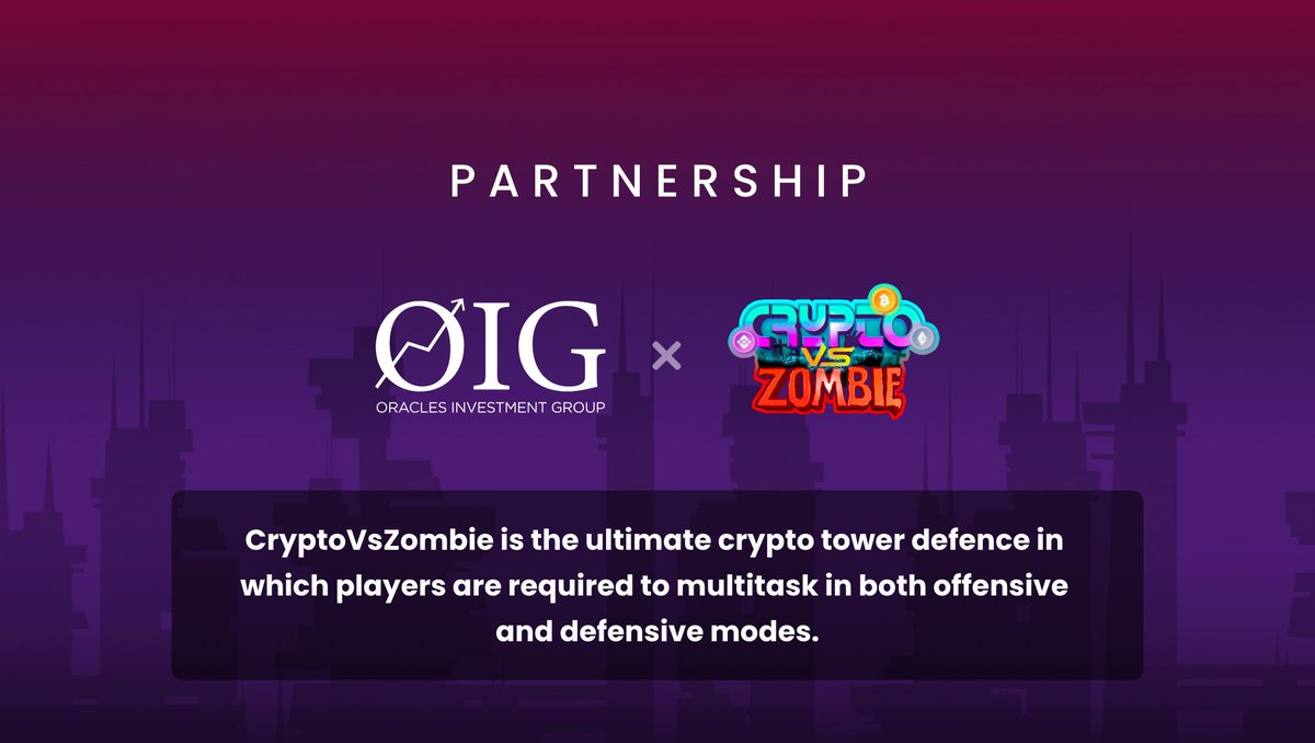 Oiggroup's tweet photo. 🥳OIG is proud to announce our partnership with @CryptoVsZombie !🧟‍♀️😮

#DeFi #gamefi #CryptoNews #P2E https://t.co/0DlSUtliRy