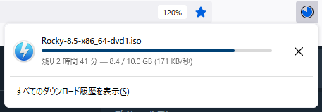 nobzoZ's tweet photo. ほぼ10GBのISOファイル落とすのって、こんなに時間かかったっけ?
向こうのサーバが遅いのか…
#RockyLinux8 https://t.co/Xn9ZVNb6lp
