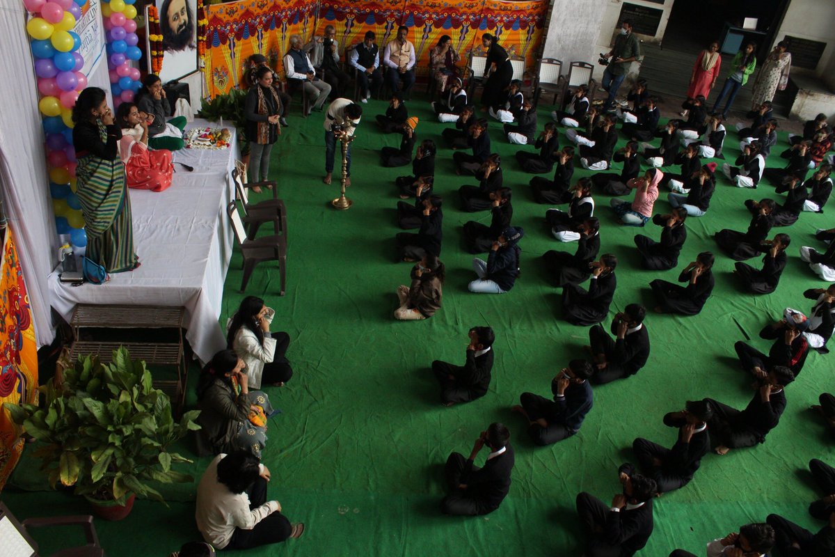 Gurudev's tweet photo. .@ArtofLiving's Prajna Yoga (Intuition) program started today for 325 specially-abled children at Indore, Madhya Pradesh. The impact of the program left their parents speechless! https://t.co/UthLnW7iBA