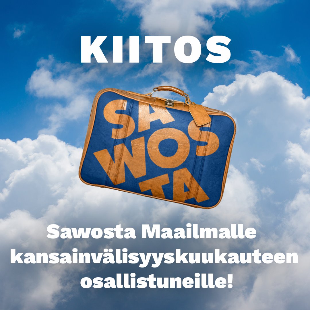 Kiitos kaikille Sawosta Maailmalle kansainvälisyyskuukauteen osallistuneille!💙 Kuukauden aikana järjestettiin useita hienoja tapahtumia, kuultiin upeita kansainvälistymistarinoita, julkaistiin Pohjois-Savon Vientipolku ja paljon muuta. 

#sawostamaailmalle #kvkuukausi