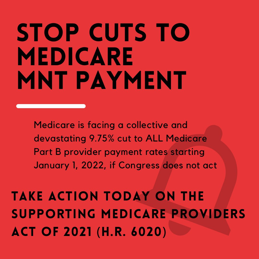 EatRightTexas's tweet photo. Due in part to the Academy’s advocacy, the Supporting Medicare Providers Act of 2021 (H.R. 6020) has been introduced to eliminate one of the three cuts extending the 3.75% payment adjustment enacted for 2021 through the end of 2022 @eatrightPRO https://t.co/w9OhHVNz3I https://t.co/jUJUmRldfm