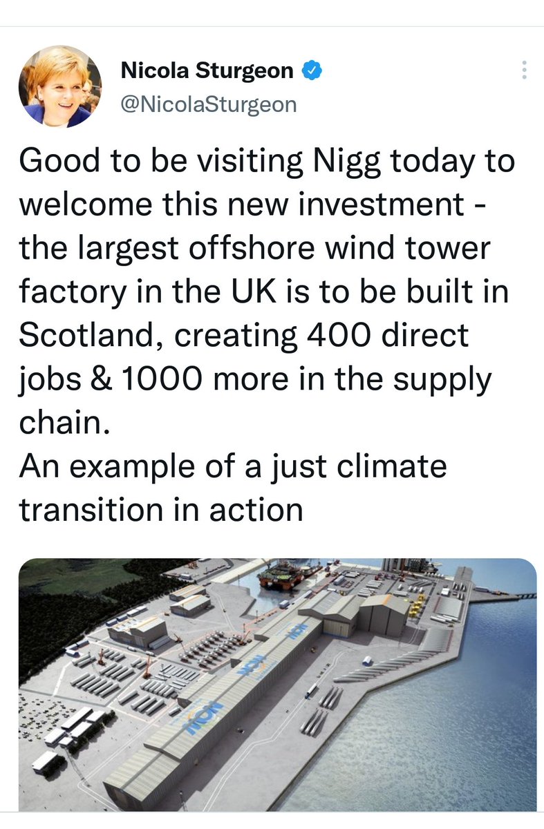 So @NicolaSturgeon you can make it north to preen over this announcement (1400 jobs) - while ignoring the fact that the #Cambo pull out will cost many thousands of jobs. #Scotland's oil?

Yet you couldn't be bothered to travel north to see #StormArwen victims.  Some leader!