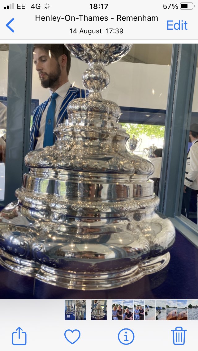 Molly6063's tweet photo. @HenleyRegatta When you spot your sons name on 5 separate Henley trophies at the 2021 regatta &amp; then he wins for the 6th time. What a true honour &amp; what proud times #matthewtarrant #britishrowing &amp; riding on the launch for the first time ever #2021launch https://t.co/EA620lgpVk