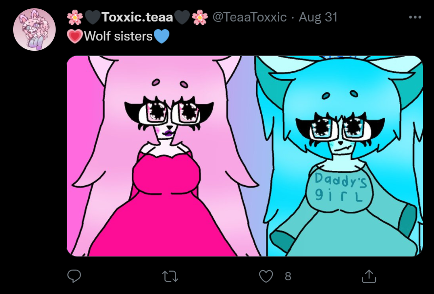 Exposing_SSkulz's tweet photo. Toxxic.Teaa making characters that look eerily simelar to Cristali's ocs based on the pedophile pride flag
Might just be a coincidence but still https://t.co/76bYzKMgMu