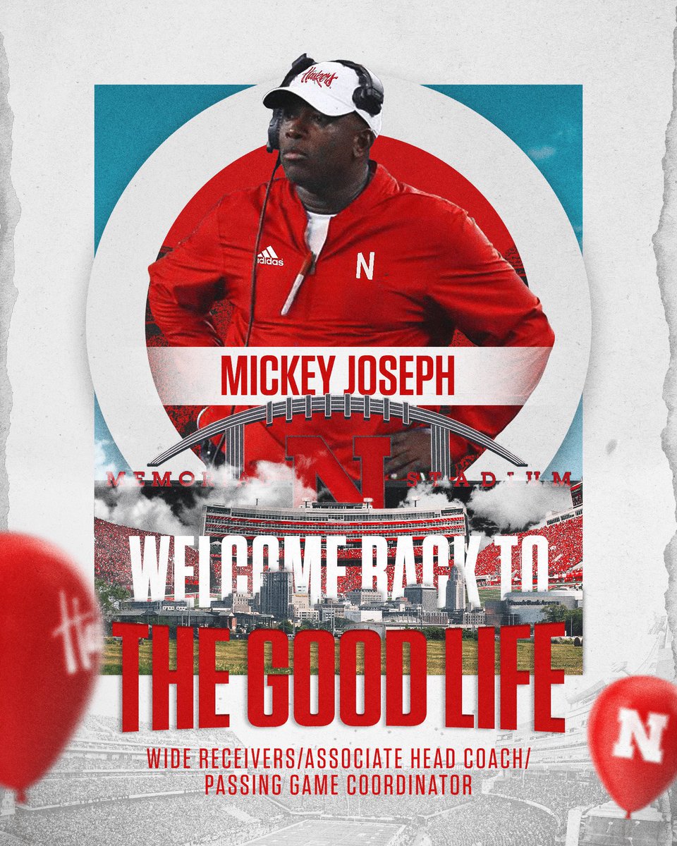 Husker Nation, help us welcome back Coach Mickey Joseph to the Good Life!!!
#GBR /// @daboot02
