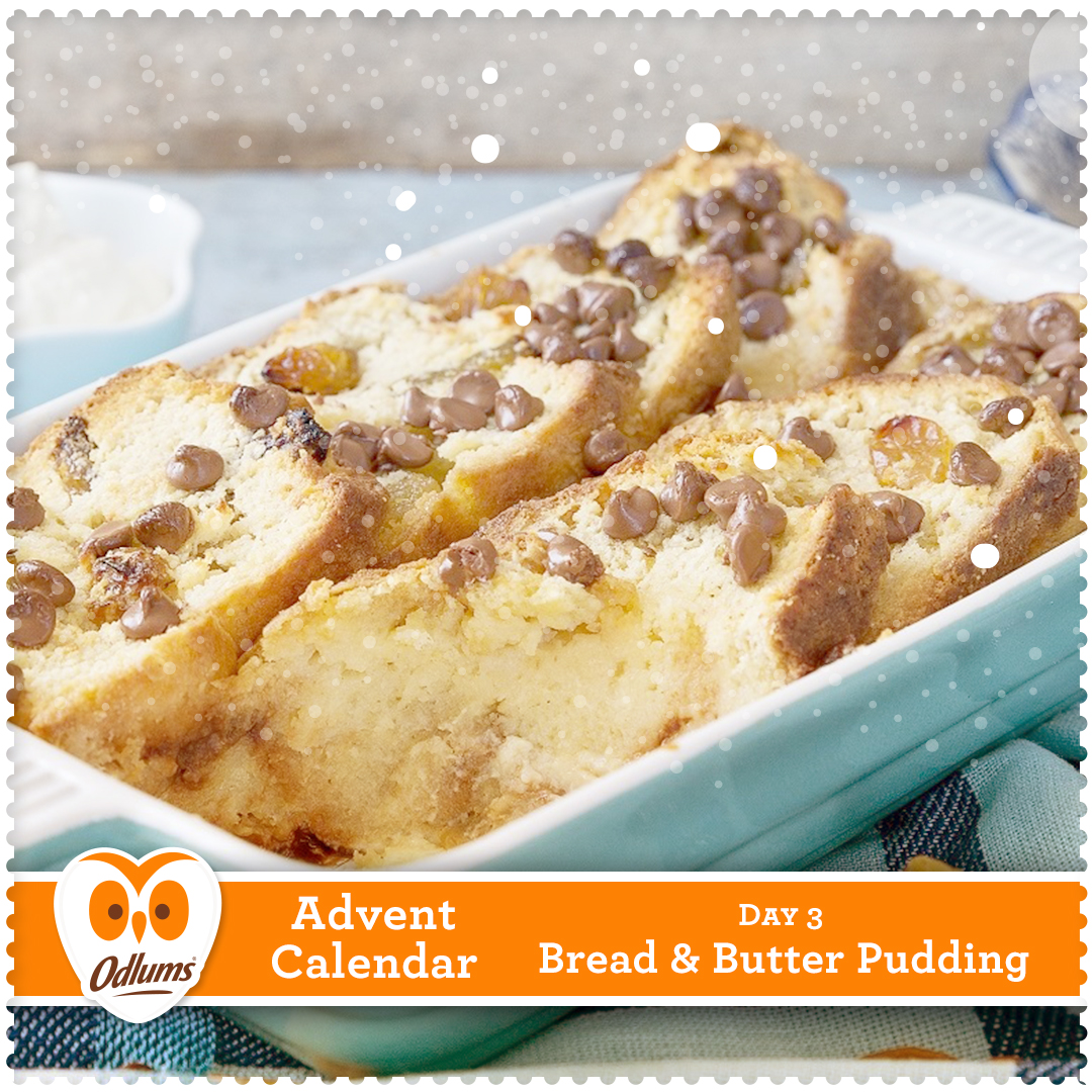 Day 3 of the Odlums Advent Calendar is Bread and Butter Pudding. Recipe Here linkin.bio/odlums_ireland