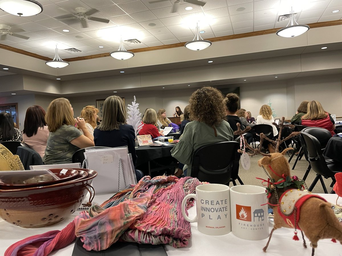 D5Studio's tweet photo. The Firehouse Art Center is at the Chamber Women’s Leadership luncheon providing Oklahoma artist art items being held at Assistance League. You can find these artist items at the Firehouse Gift Shop. @normanfirehouse @ALNnorman https://t.co/pD235BBthb
