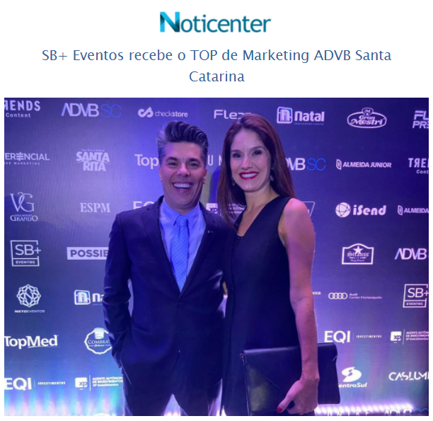 noticenter's tweet photo. SB+ Eventos recebe o TOP de Marketing ADVB Santa Catarina.

Saiba mais: https://t.co/m5X0neNPcG

#empresas #Marketing #ADVBSC #santacatarina #noticenter https://t.co/AhNu6vUpvs