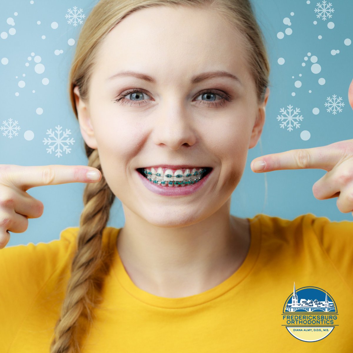 FredBraces's tweet photo. Get in the holiday spirit with some holiday-colored bands! 😁 Go for a winter wonderland look with a blue and white combo. ❄️ Rock the traditional holiday colors with some red and green bands. 🎄 Let your smile be merry and bright this holiday season!

#FredBraces #FredSmiles https://t.co/vW7bLO5fK7