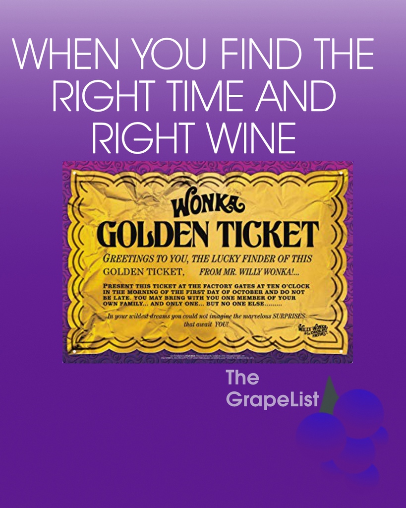 grapelisted's tweet photo. Let's find your golden ticket...wine with me
https://t.co/urZivkQOuI
#winememe #wineoclock #TGL #TheGrapelist #wine #review #winereview #winelife #winetime #winelover #mywinemoment #Grapelistmemes #BlackGuyWineReview #winedown #vino #winefriday #goldenticket #wonka #luckyfinder https://t.co/KlXMdkRpQy