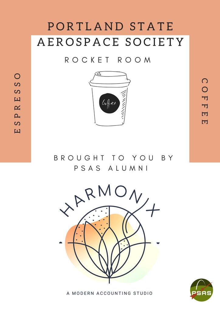 pdxaerospace's tweet photo. A special 'Thank You' goes out to Susan and Austin with Harmonix for sponsoring PSAS student's ROCKET ROOM COFFEE and supplying us with an espresso machine! Thank you from the bottom of our cups!
#psas #fuel #engineerstudents #portlandstate #coffee https://t.co/DlIR0Goj7l