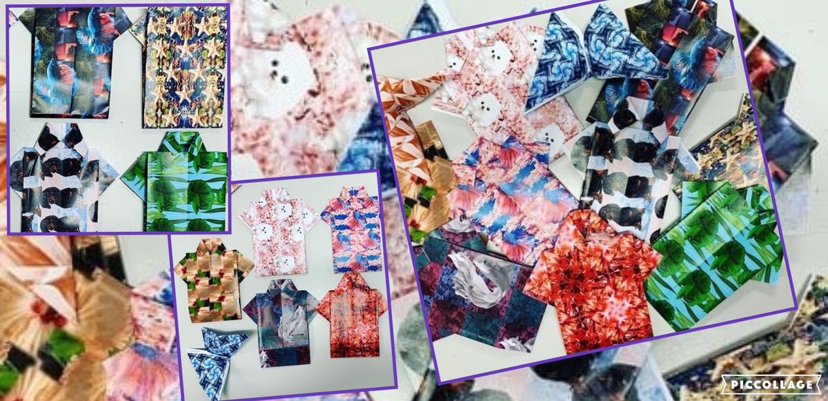 madeinholyrood's tweet photo. Wonderful year 9 ended the week with @ChaineyMiss and digital printed shirt origami. Quite a few techniques in one 👏👏👏👏excellent development for GCSE (CAD, rapid prototyping and design) @HolyroodAcademy #design #creativity https://t.co/8aYHjAALrW