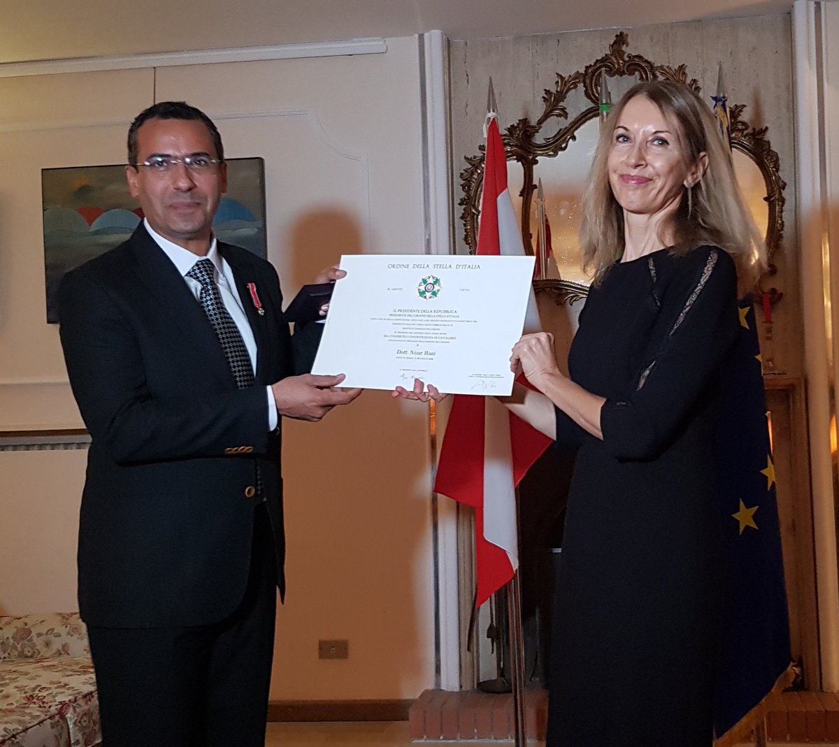 Knighthood of the Order of the Star of Italy to Nizar Hani, Director of the Shouf Biosphere Reserve. A leading example in safeguarding environmental, biological & naturalistic heritage of Lebanon. Italy & @coopita_beirut proud of the partnership with @CedarReserve and its team.