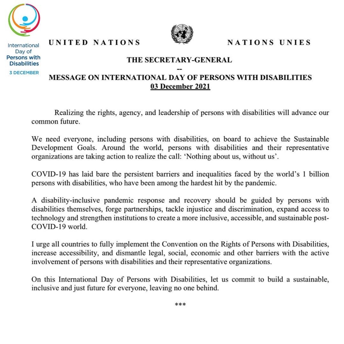 JasonSensat's tweet photo. A letter from the Secretary General of the UN. https://t.co/piKfjiSTbE