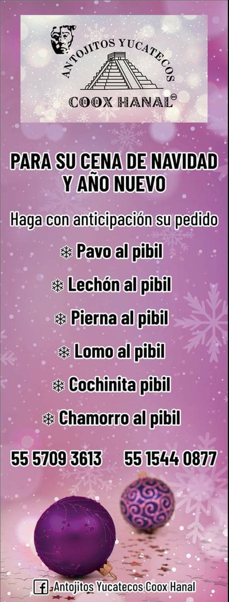 cooxhanaldf's tweet photo. Ya puedes hacer tu pedido para la cena de la Empresa, Familiar, Navidad o Fin de Año.
No lo dejes para despues.
#cooxhanal #esunatradicion #OrgullosamenteYucateco #seguimosenpie #cochinitapibil #cuidateycuidame https://t.co/2rNFk7NDJH