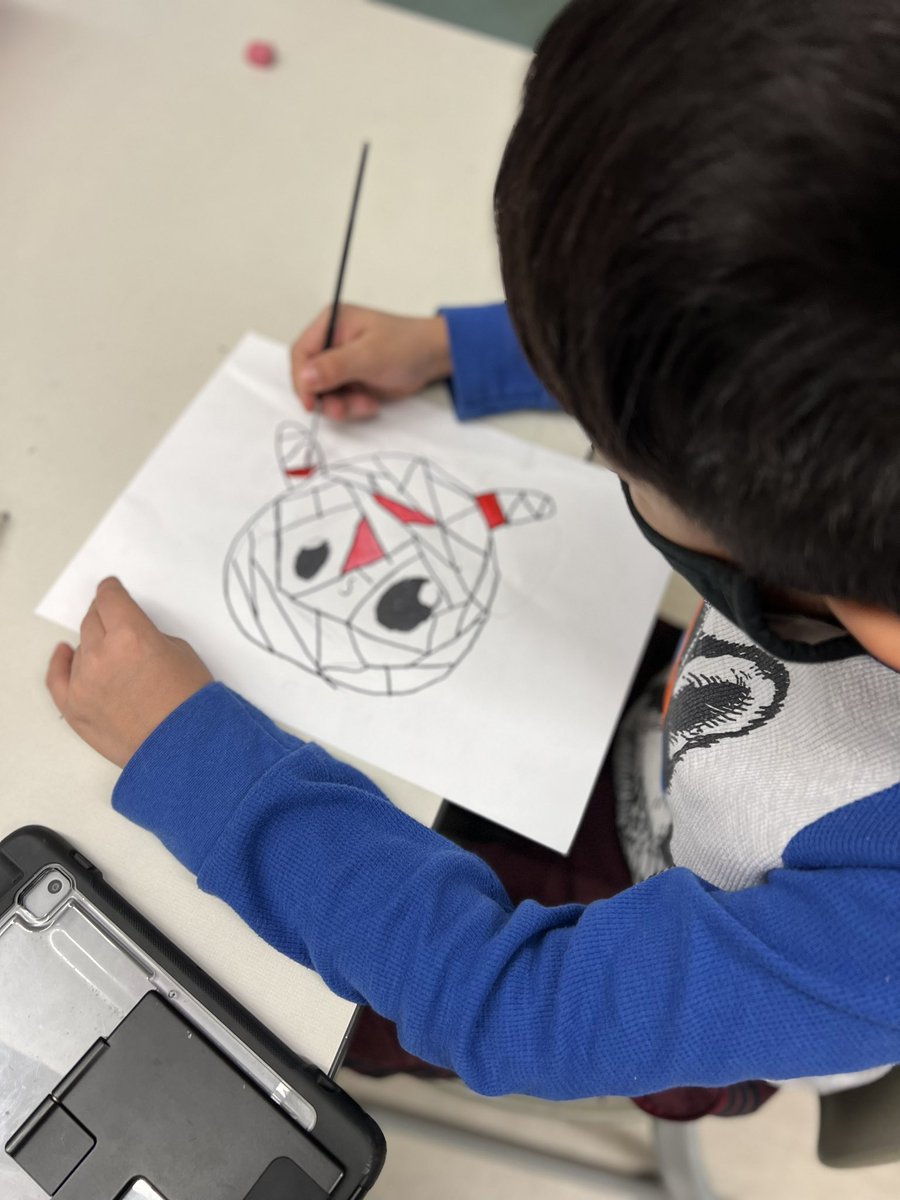 4th grade students learned about contemporary artist Lourdes Villagomez this week and created their own abstract spirit animals using a lot of shape and color.