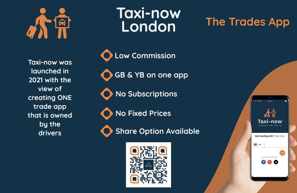 Taxi__Now's tweet photo. Welcome to Taxi-Now

Creating ONE app for the whole trade.

We ask for drivers support as we are stronger together.

Download Today https://t.co/k03ef36fw8

#KeepingLondonMoving
#UniteTheTrade
#SaveOurBlackTaxis
#FightForABetterFuture https://t.co/dXUH65r8Pg