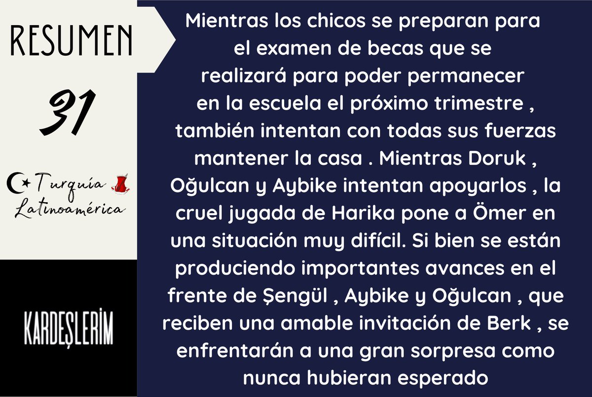 TurquiaLatinoa1's tweet photo. Kardeşlerim / Resumen y Galería del capítulo 31. 👨👨👧👧📸📝
Nuevo capítulo todos los Sábados a las 20:00hrs turcas por ATV (11:00am México) 🇲🇽🇹🇷
• #Kardeşlerim #AsDor #AyBer #Eren #Atakul #YiğitKoçak #SuBurcuYazgı #OnurSeyitYaran • https://t.co/v8MursyvkE