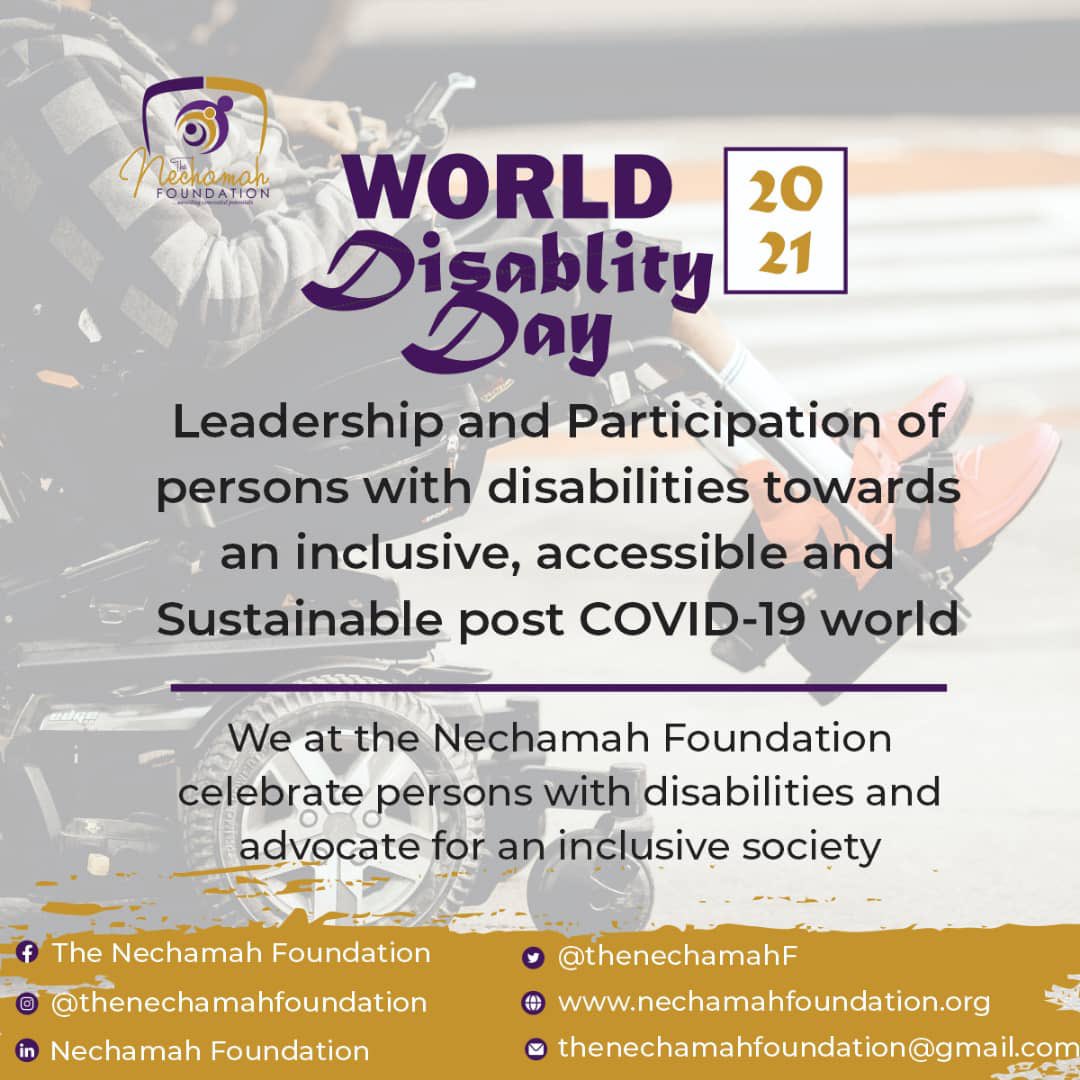 thenechamahF's tweet photo. We at the Nechamah Foundation celebrate persons with Disabilities, and advocate for an inclusive

#disability #disabilityawareness  #advocacy
#community #disabilitysupport #disabilityrights 
#disabilityinclusion #accessibility #inclusionmatters
#idpw
#IDPW
#IDPWD
#idpwd2021
#idpd https://t.co/jpApjZyf6t