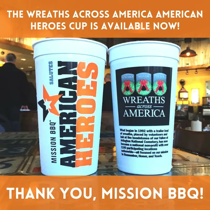 Treat yourself to <a href="/MissionBBQ/">MISSION BBQ</a> this weekend! While you are there, grab an American Heroes Cup to support the mission.