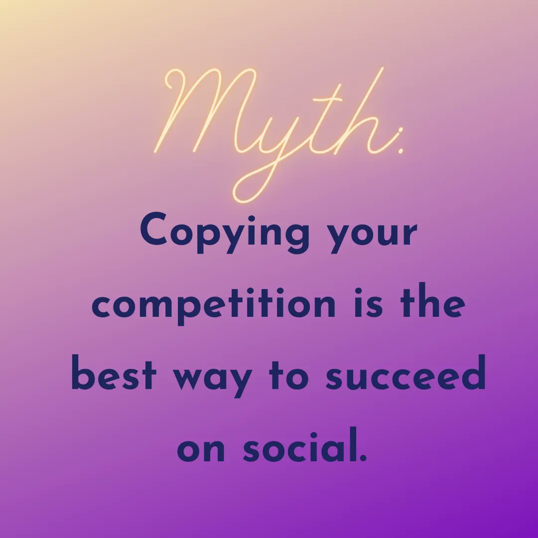 HumanElementMa1's tweet photo. ✨ Social Media MYTH:  Copying your competition is the best way to succeed on social media. 

✨ TRUTH: a social media strategy is NOT a one-size-fits-all deal! It's okay to get inspiration from other accounts, but at the end of the day, you have to find what works for you. https://t.co/6qgqibmrh6