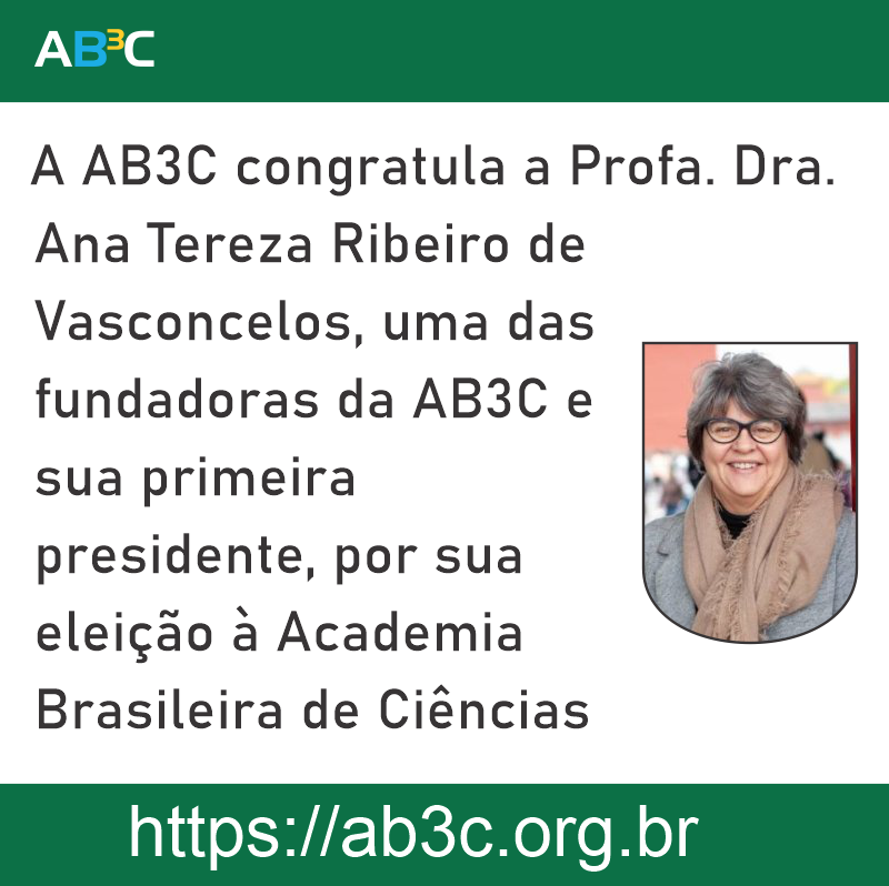 AB3C_oficial's tweet photo. A AB3C gostaria de parabenizar a Profa. Dra. Ana Tereza do @lnccbr por sua merecida eleição como membro da @abciencias. @atrvlncc foi uma das fundadoras da AB3C sendo também a primeira presidente. Saiba mais em https://t.co/uilSJF2ypP
#bioinformatica #AB3C #ABC https://t.co/APUpXeGlMr