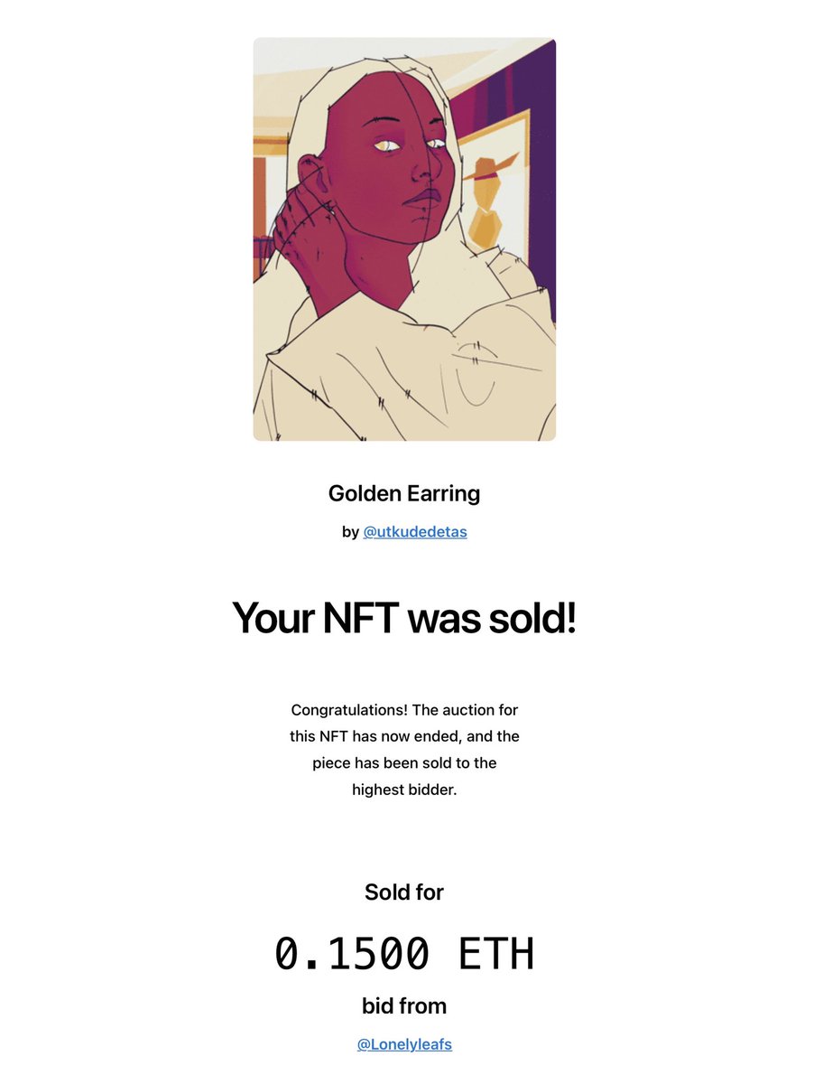 utkudedetas's tweet photo. 🔥SOLD🔥

Golden Earring was sold to @lonely_leafs 
Thank you so much for being my first collector on @withFND https://t.co/ZmVp6XFuG2