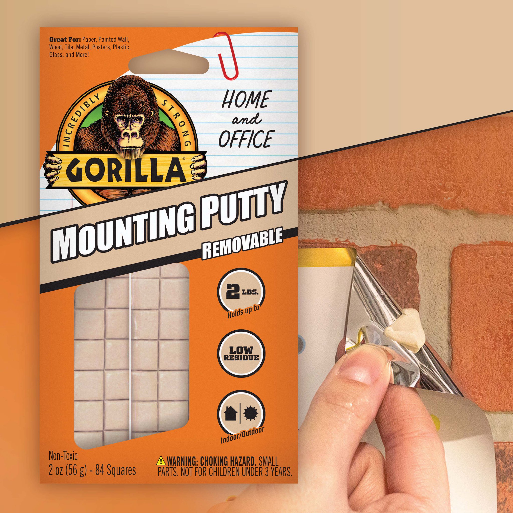 Gorilla Glue on X: Gorilla Mounting Putty is great for use indoors and  temporary outdoor use. Use it on paper, painted walls, wood, tile, metal,  posters, plastic, glass, and more!  /