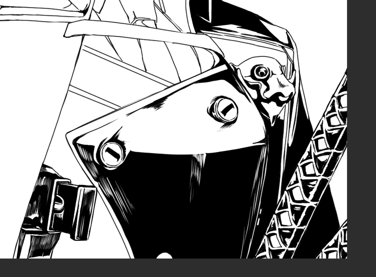 刀のベタ入れ楽しくて時間が飛ぶ。
線画描きながらベタ入れるって今までの仕事でも経験したことなくて楽し過ぎる 
