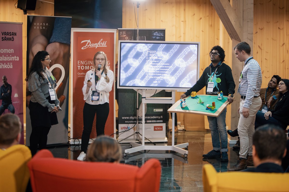 wartsilacorp's tweet photo. Co-creation & #innovation were at the centre of a two-day #hackathon recently organised by Wärtsilä with partners @VaasaVasa @hitachienergy @DanfossDrives & @vaasansahko under the Energy Academy umbrella. https://t.co/HEOWKG8JQc
#SmartTechnologyHub https://t.co/axTB91QOTx