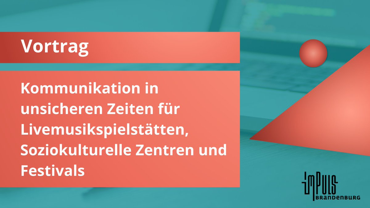 Am kommenden Dienstag um 19 Uhr hält Martin Juhls einen Online-Vortrag für den ImPuls Brandenburg e.V. Thema sind die Anforderungen an die Kommunikation von Kulturangeboten während der Corona-Krise. Zur Anmeldung: 
impuls-brandenburg.de/kommunikative-…
 
#kulturkommunikation #kulturmanagement