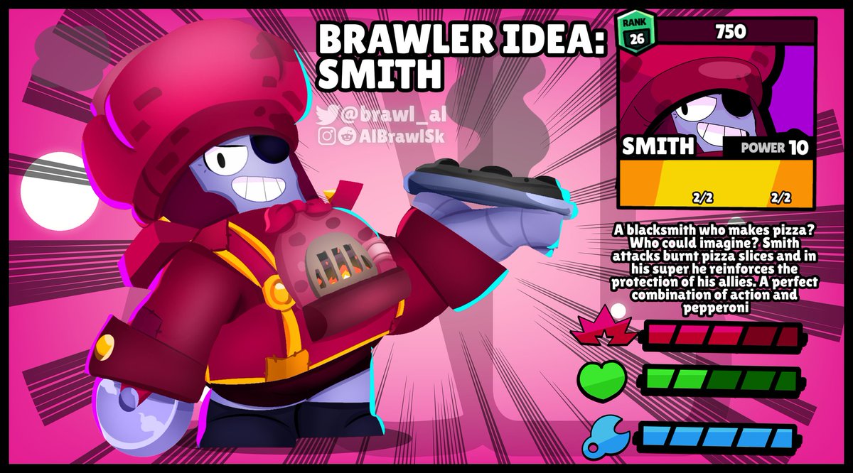 brawl_al's tweet photo. NEW IDEA FROM BRAWLER: SMITH
Smith is the newest member of Ash's trio, he is a blacksmith furnace and also a pizza oven, his pizzas are the best in all of Starr Park, it's a shame that in battle they get a little burned
#BrawlStars #BrawlStarsArt #BrawlerIdea https://t.co/vsdFFppraJ