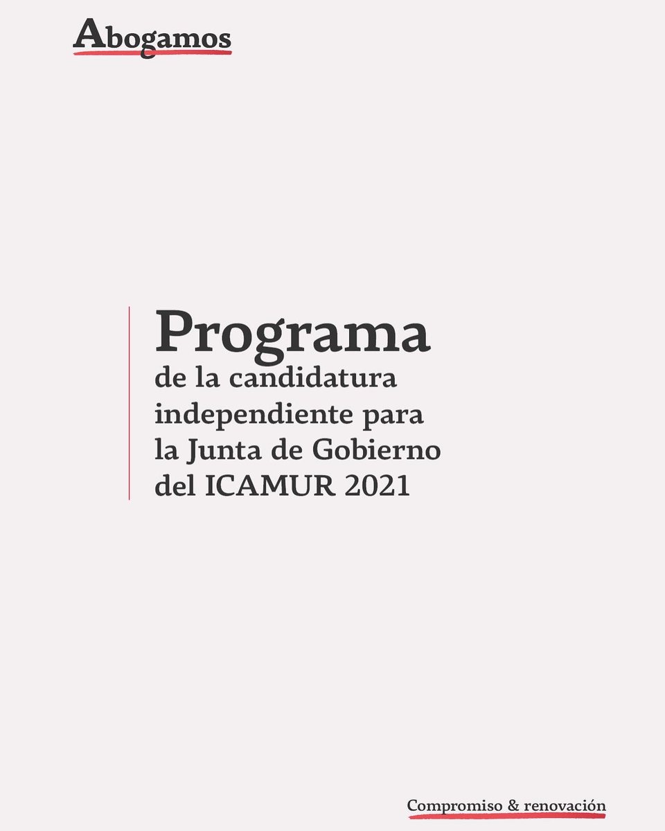 Abogamos_'s tweet photo. PROGRAMA

Somos la única candidatura con un programa definido, trabajado y real… 

No regales tu voto, vota por un colegio más independiente, democrático y participativo.

¡ES HORA YA DE RENOVAR ICAMUR!

#COMPROMISO
#RENOVACIÓN
#ABOGAMOS

#eleccionesicamur2021 https://t.co/X4wp3dc2FY