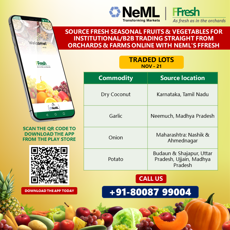 NCDEXeMarkets's tweet photo. Source fresh seasonal fruits & vegetables for institutional/B2B trading straight from orchards & farms online with NeML's FFresh.
#NeML #FFresh #vegetables #fruits #fresh #organic https://t.co/CkdNC9XgBg