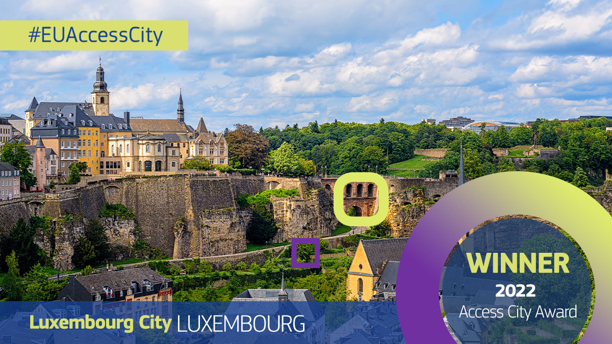 EU Social 🇪🇺 (@eu_social) on Twitter photo 🥇 The WINNER of the 2022 #EUAccessCity Award 🏆 is:
Luxembourg City 🇱🇺
The <a href="/CityLuxembourg/">Ville de Luxembourg</a> has been recognised for its high commitment to improving #accessibility for everyone 👩🏾🦯🦼 public awareness campaigns and a comprehensive design-for-all approach.
🎉 Congratulations!! 👏 🥇 The WINNER of the 2022 #EUAccessCity Award 🏆 is:
Luxembourg City 🇱🇺
The <a href="/CityLuxembourg/">Ville de Luxembourg</a> has been recognised for its high commitment to improving #accessibility for everyone 👩🏾🦯🦼 public awareness campaigns and a comprehensive design-for-all approach.
🎉 Congratulations!! 👏