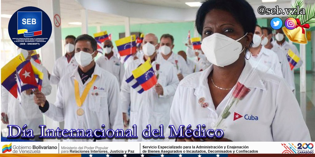 SEBVzla's tweet photo. Día Internacional del Médico, fecha decretada para homenajear al médico cubano Carlos Finlay Barrés. Felicitamos a todos los profesionales que se mantienen en lucha garantizando la salud del pueblo.
@CeballosIchaso1 @MIJP_Vzla
#fuerzadinamica #gobiernobolivariano #dic3 https://t.co/vScL8RrLnS