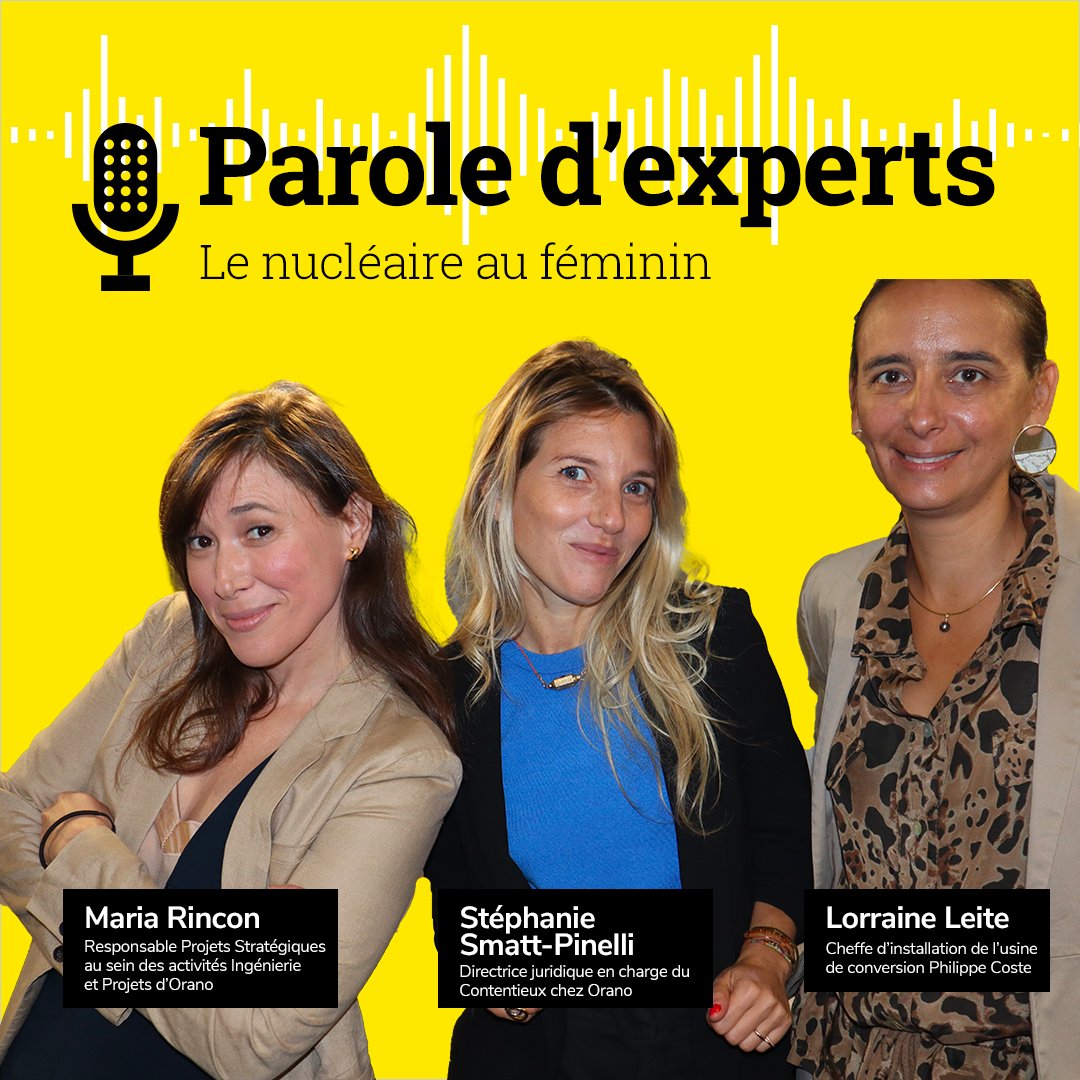 Oranogroup's tweet photo. Les femmes à l’honneur dans notre nouveau #podcast 
#ParoledExperts 🎙️. Trois collaboratrices d'#Orano témoignent de la place des femmes dans une entreprise industrielle Car oui, le #nucléaire se conjugue aussi au féminin !
Pour écouter, c'est par ici 👉https://t.co/wqnlNVrPhd https://t.co/OTlOb0i2f3