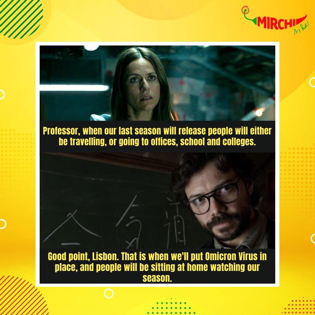 mirchiplus's tweet photo. #professor knows it all!😈

You never know it’s a heist too🤔 #omicron 

#moneyheist #moneyheistedit #mirchimeme #HotWithMirchi #itshot #BellaCiao #MoneyHeist5 #MoneyHeist #OmicronVarient https://t.co/lRO8ueu4a0