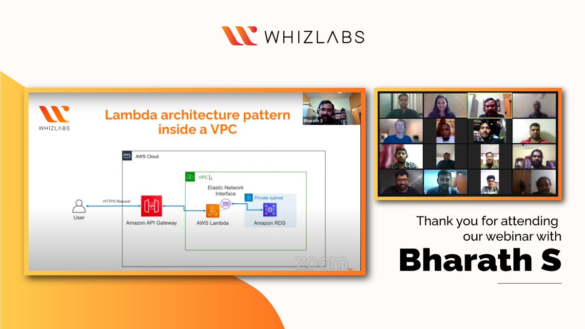 Whizlabs's tweet photo. Thank you for the great session, @thebharaths. Here's a quick glimpse!
To watch the recording, visit: https://t.co/axljgIXBIY
Stay tuned for our upcoming session!

#Whizlabs #aws #awscertified #awstraining #serverless #serverlessarchitectures #cloudcomputing #cloutraining https://t.co/8siYQgbImU