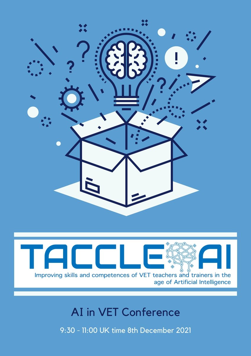 TaccleProjects's tweet photo. Join us at the free AI in VET conference on Wednesday morning. We will be explaining the project and talking to our expert panelists about the impact of Artificial Intelligence on vocational education, training and skills. https://t.co/E5eOPcoSJc https://t.co/241SvTSmMP