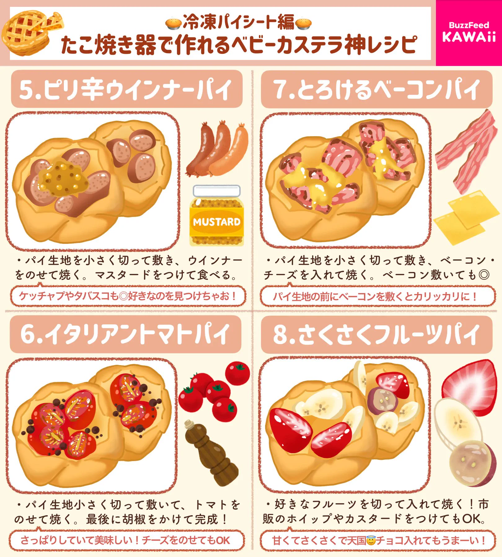 どれもとっても美味しそう！たこ焼き器で作れちゃうという、いろいろな「ベビーカステラ」のレシピ！