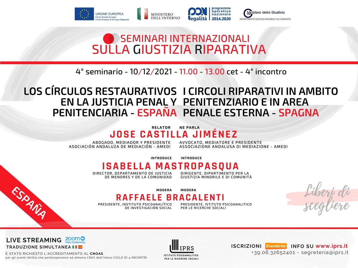 IPRS1987's tweet photo. 📅Venerdì 10 dicembre 2021, ore 11.00 "𝑰 𝒄𝒊𝒓𝒄𝒐𝒍𝒊 𝒓𝒊𝒑𝒂𝒓𝒂𝒕𝒊𝒗𝒊 𝒊𝒏 𝒂𝒎𝒃𝒊𝒕𝒐 𝒑𝒆𝒏𝒊𝒕𝒆𝒏𝒛𝒊𝒂𝒓𝒊𝒐 𝒆 𝒊𝒏 𝒂𝒓𝒆𝒂 𝒑𝒆𝒏𝒂𝒍𝒆 𝒆𝒔𝒕𝒆𝒓𝒏𝒂". Ospite 𝑱𝒐𝒔𝒆 𝑪𝒂𝒔𝒕𝒊𝒍𝒍𝒂 𝑱𝒊𝒎𝒆́𝒏𝒆𝒛 avvocato e Presidente di #AMEDI.
👉https://t.co/4Fsc7n2ZGA https://t.co/Hfjwww6RCu