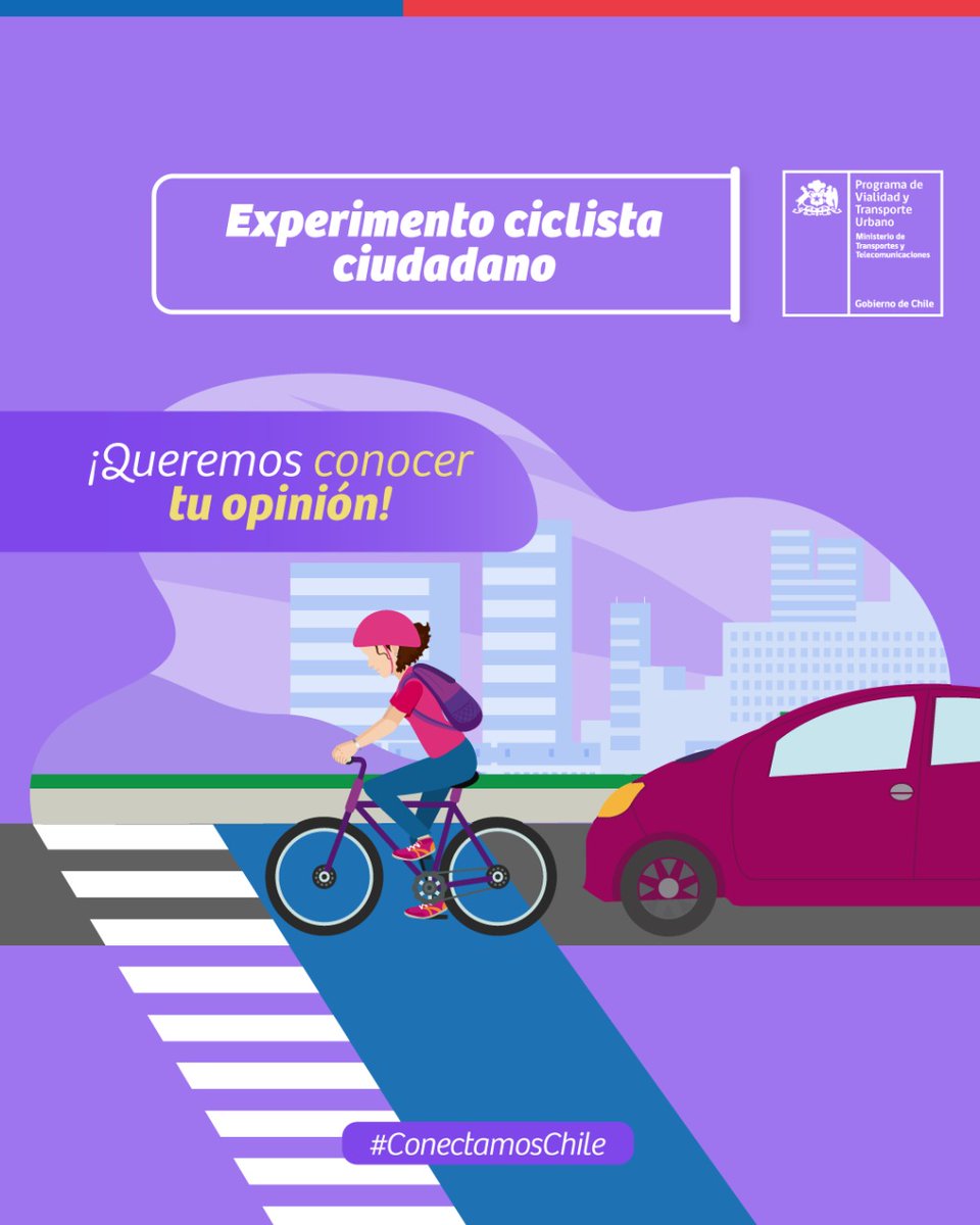 ¿Eres fan de la bici o te transportas en scooter? 🚴🛴
¡Te buscamos para conocer tu opinión! 🗒️

Participa del Experimento Ciclista Ciudadano organizado por <a href="/MTTSectra/">Programa de Vialidad y Transporte Urbano</a>, la <a href="/uchile/">Universidad de Chile</a> y @Muni_San_Miguel 👩‍🔬

Completa la encuesta en urban-experiment.com/share/9B7hHB
#MejorTransporte🛹⛸️🚲🛴