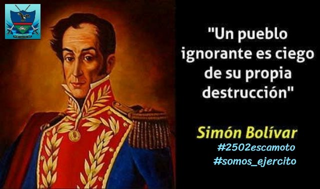 #03Dic||#2502Escamoto||#BuenosDiasATodos||#PensamientoBolivariano del Libertador Simón Bolívar #FANBEscudoBolivariano2021
#VenezuelaPotencia
#EjercitoBicentenario 
@somos_ejercito
@centineladelaf1
@escuadron_2502
#VacunateContraLaCovid
#DiscapacidadNoEsExclusion