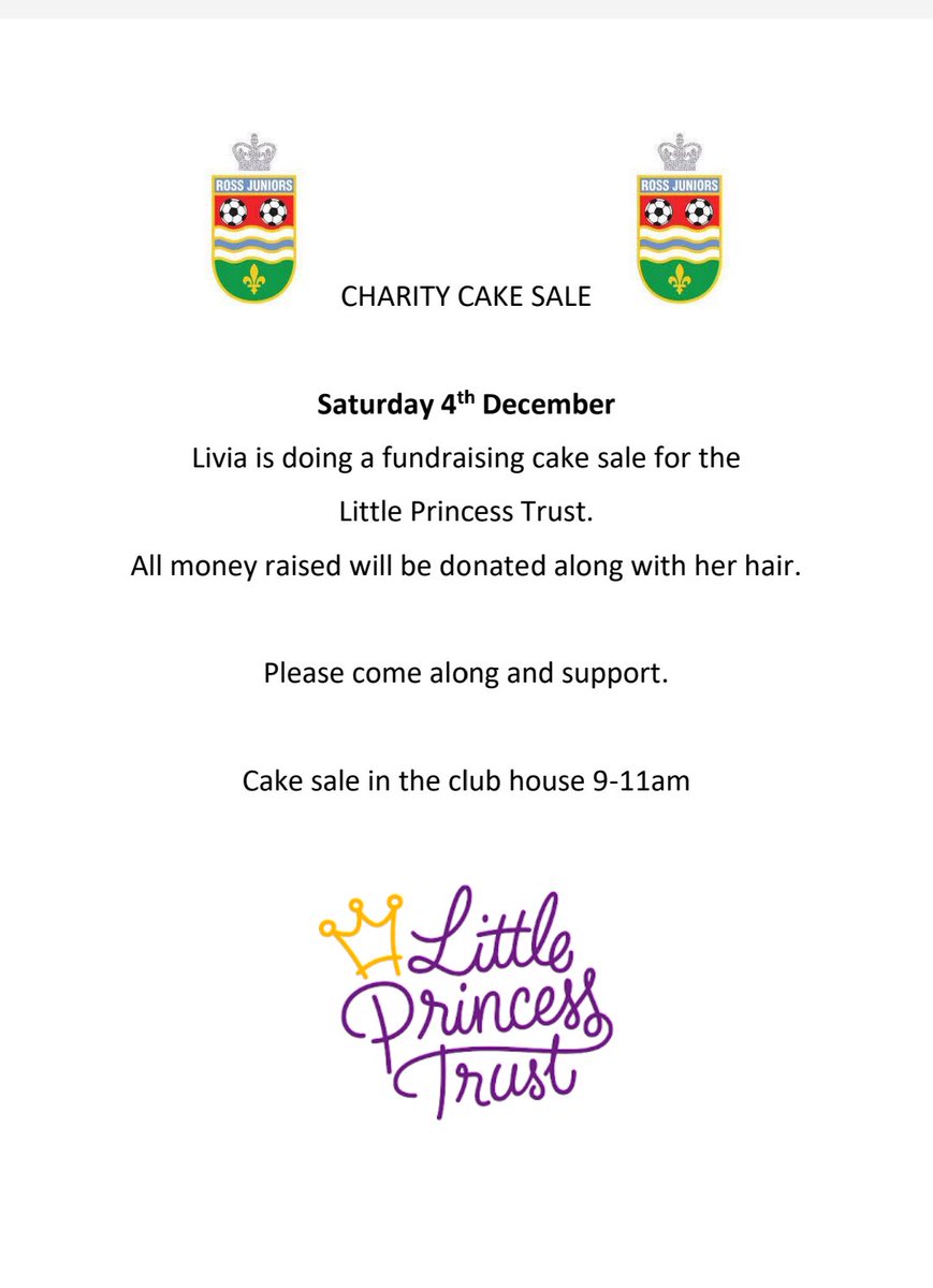 rosssportsclub's tweet photo. At @rosssportsclub tomorrow morning for football or park run? Pop in and support Liv’s fundraising efforts https://t.co/qnTU9ZzdqA